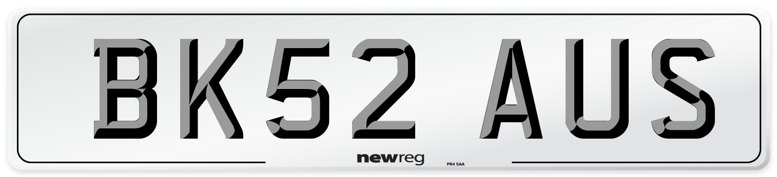BK52 AUS Number Plate from New Reg